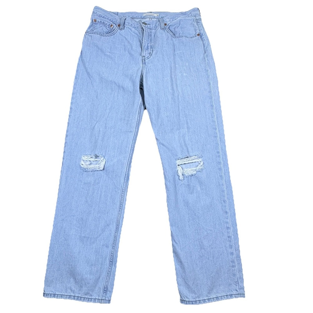 Levis Womens Jeans Low Pro Straight  Distressed High Rise Y2K Light Wash Size 32